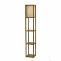 Homeroots Floor Lamp with Natural Wood Finish Storage Shelves 372525